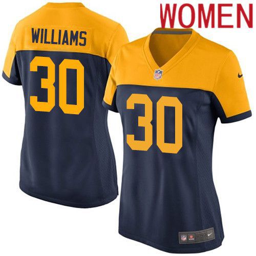 Women Green Bay Packers 30 Jamaal Williams Navy Blue Nike Alternate Game NFL Jersey
